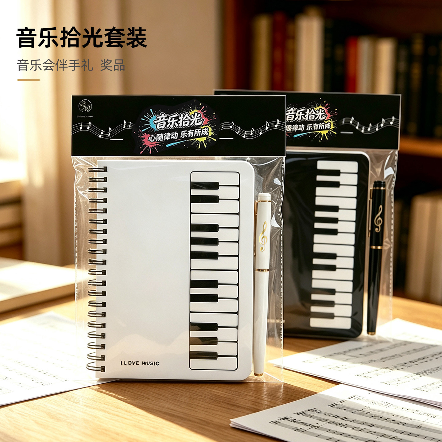 随想音乐文具套装小学生钢琴音符笔记本礼盒创意简约入学生日礼品
