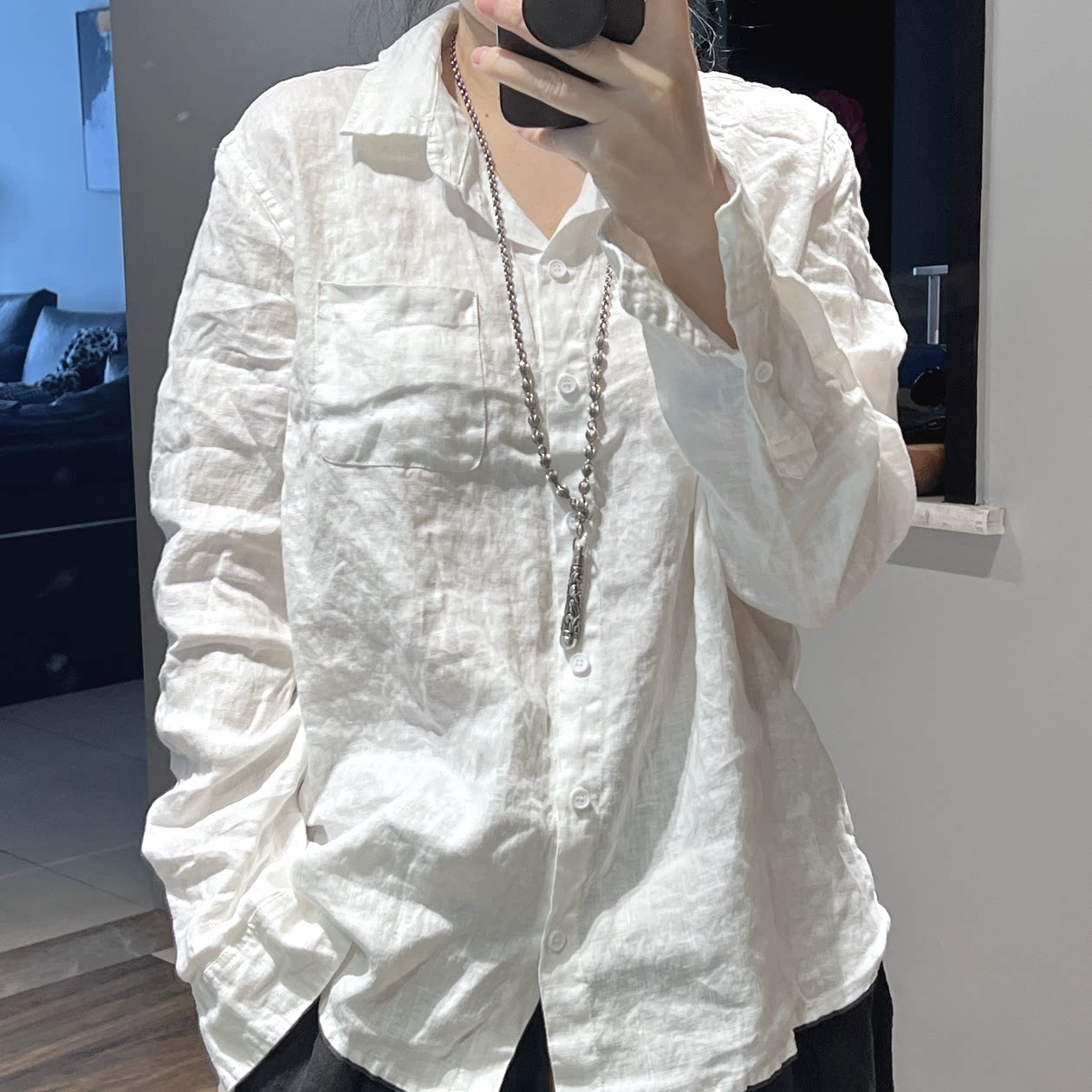 法式棉麻皱布衬衫男女老钱风口袋款长袖防晒开衫亚麻透气工装衬衣