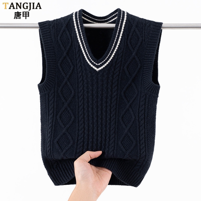 初中生高中生纯羊毛针织马甲潮流