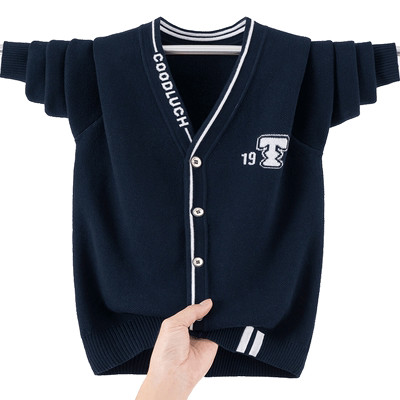 青少年针织开衫纯棉百搭毛衣外套