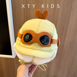 儿童帽子冬季加绒加厚外出防风飞行员眼镜雷锋帽时尚宝宝护耳帽潮