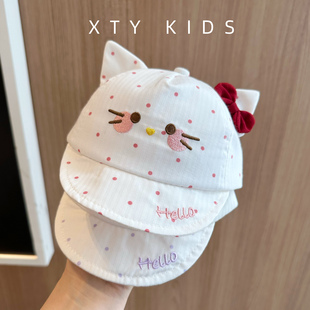 婴幼儿帽子春夏季薄款可爱小猫超萌小月龄新生儿宝宝遮阳鸭舌帽女
