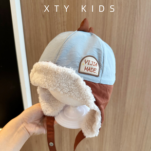 韩版儿童雷锋帽子冬季加厚羊羔绒保暖外出防风可爱恐龙宝宝护耳帽