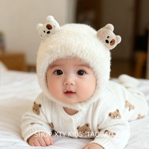 宝宝帽子冬季毛绒保暖护耳帽