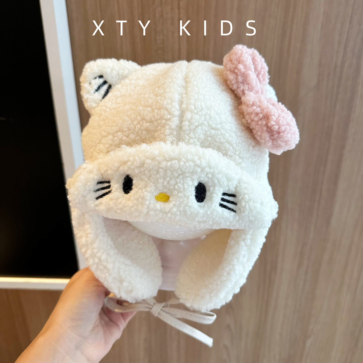 韩版儿童帽子冬季加厚保暖羊羔绒可爱小猫超萌小女孩宝宝护耳帽潮