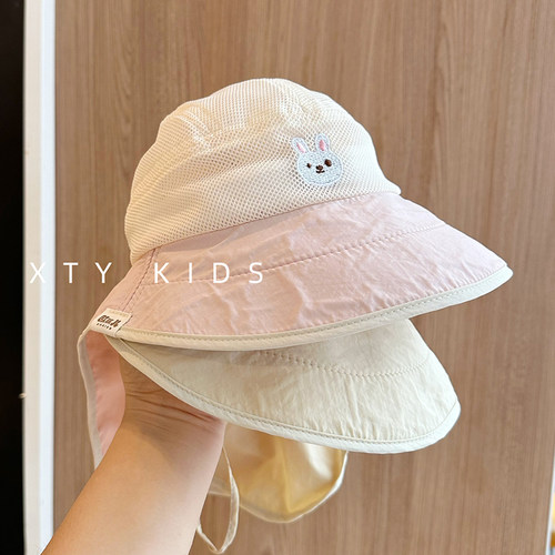 宝宝防晒帽子夏季大檐披肩渔夫帽