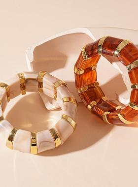 retro 晕染acrylic 弹力bracelet personality exaggeration mini