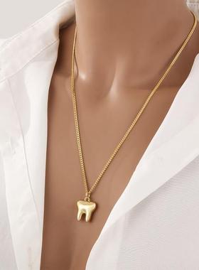 新款personality 立体牙齿pendant necklace minimalist 小众设计