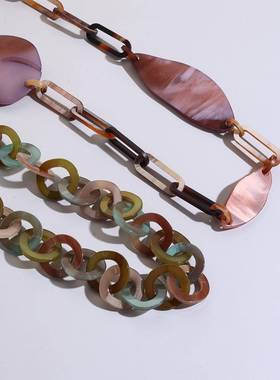 exaggeration personality 锁扣拼接necklace  精美acrylic 板材