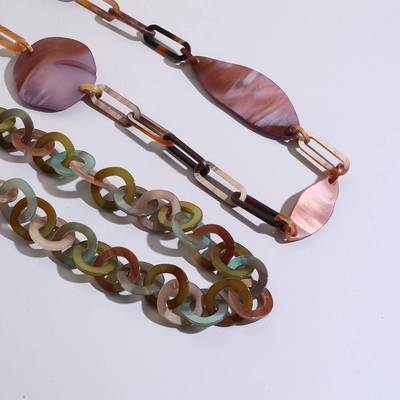 exaggeration personality 锁扣拼接necklace  精美acrylic 板材