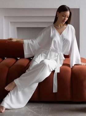 仿真丝long sleeves trousers 睡衣suit 2025autumn and winter n