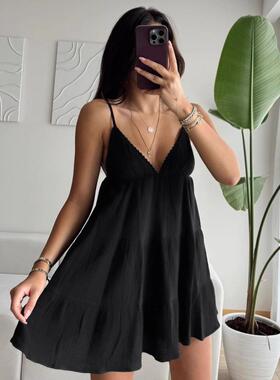 纯棉花边straps comfortable 短款可外穿睡裙2025autumn lady 家