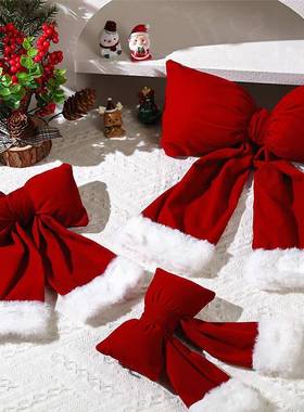 圣诞节decoration 红色布艺立体挂件圣诞蝴蝶结starp 圣诞树装饰