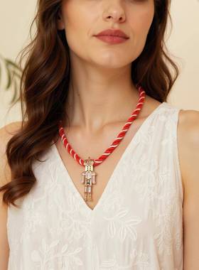 圣诞节necklace 手工编绳式alloy 滴油镶锆石精致胡桃夹子pendant