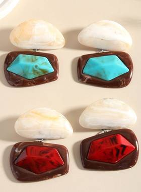 ZA新款Bohemia resin exaggeration irregular 耳环fashion retro