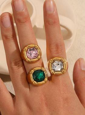 insretro 天然石钛钢ring 女affordable luxury 高级感fashion 镶