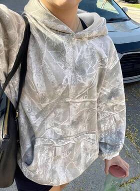 2025autumn women's clothing 复古连帽衫long sleeves 丛林枫叶