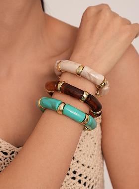 retro 晕染acrylic 几何竹节弹力brlet fashion minimalist 小众