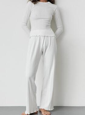 knit 爱心提花long sleeves trousers 睡衣suit 2025autumn new