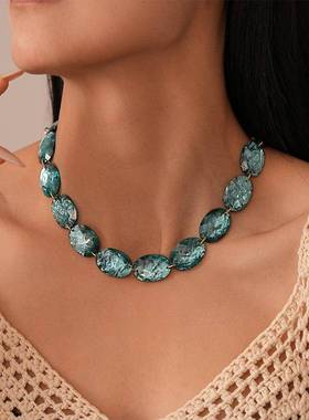 retro 小众resin 椭rotundity 几何clavicle chain fashion minim