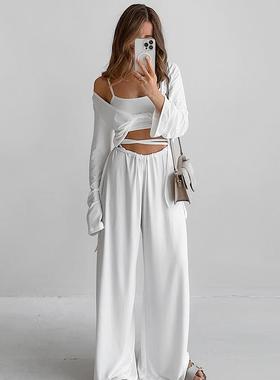 knit spring and summer new 柔软透气loose long sleeves underw