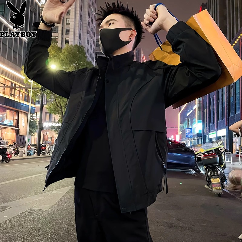 花花公子男士休闲夹克立领外套图片