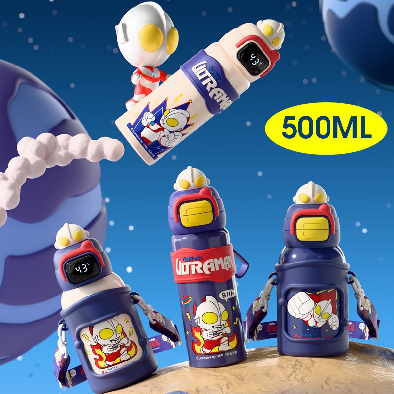 高颜值大容量儿童保温杯316不锈钢小学生专用吸管水杯奥特曼杯子