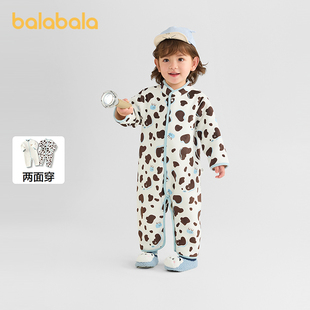 巴拉巴拉balaOne婴儿连体衣2025新款 秋冬宝宝包屁衣爬服两面穿萌
