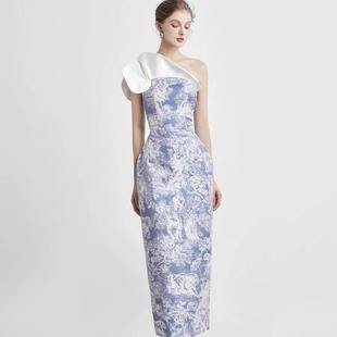 撞色中腰单件A字裙中长裙 现货印花连衣裙涤纶都市风2022年夏季