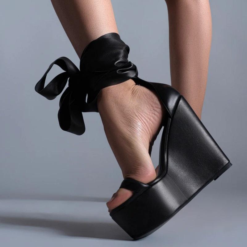 欧美时装凉鞋 结罗马坡跟女鞋大码wedges sandals 432025夏季