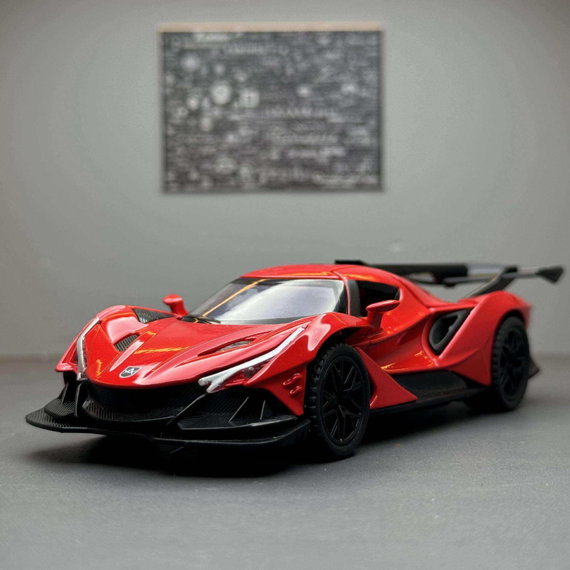 新款 利佳信合金车模1:32阿波罗IE跑车声光玩具车音效模型摆件