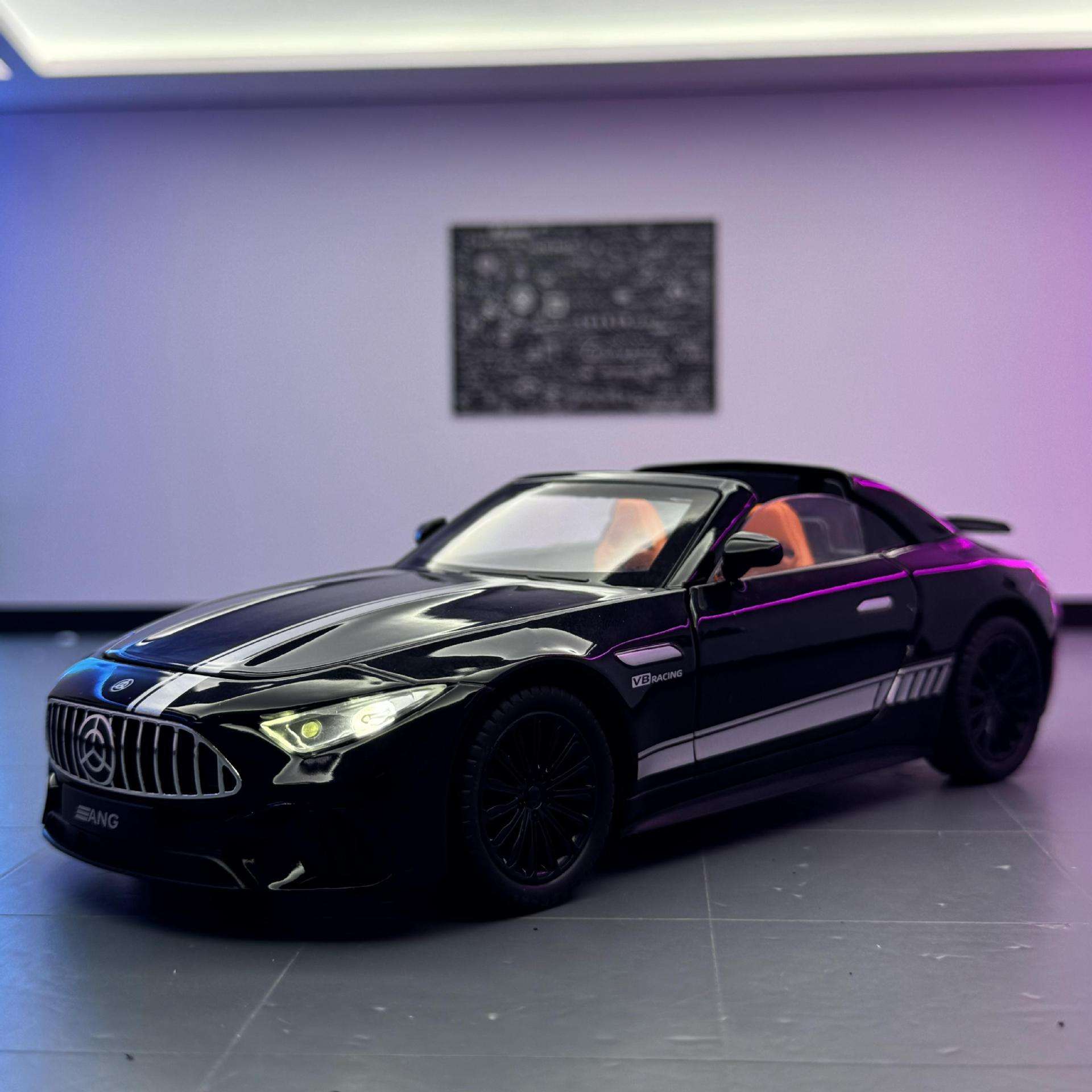 新款嘉业车模1:22大奔SL63敞篷合金跑车带声光玩具车音效模型摆件