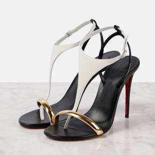 女浅口单鞋 红底细跟凉鞋 性感高跟圆头露趾带气质夏季 2024外贸时尚