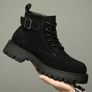 马丁靴男款低帮英伦风复古高帮皮鞋增高潮高级感黑色男生中帮靴子