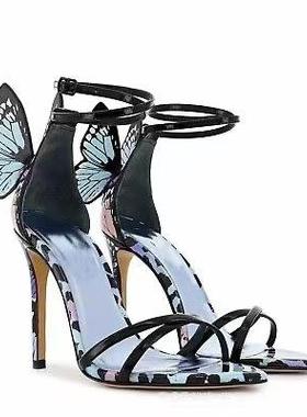 high heels欧美风女鞋子长期现货时尚立体高跟凉鞋时装凉鞋尖头