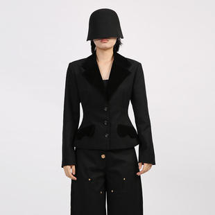 法式 外套女式 气质纯色西服2025秋季 显瘦西装 高级感单排扣修身 新款