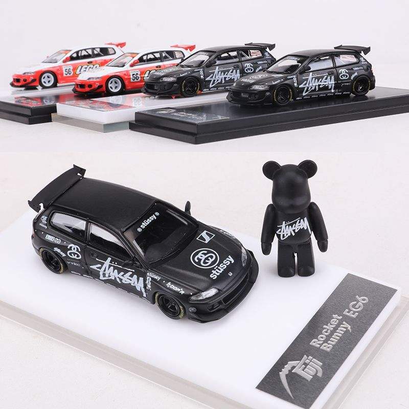 Fuji富士1:64本田思域Civic EG6宽体改装火箭兔仿真合金汽车模型