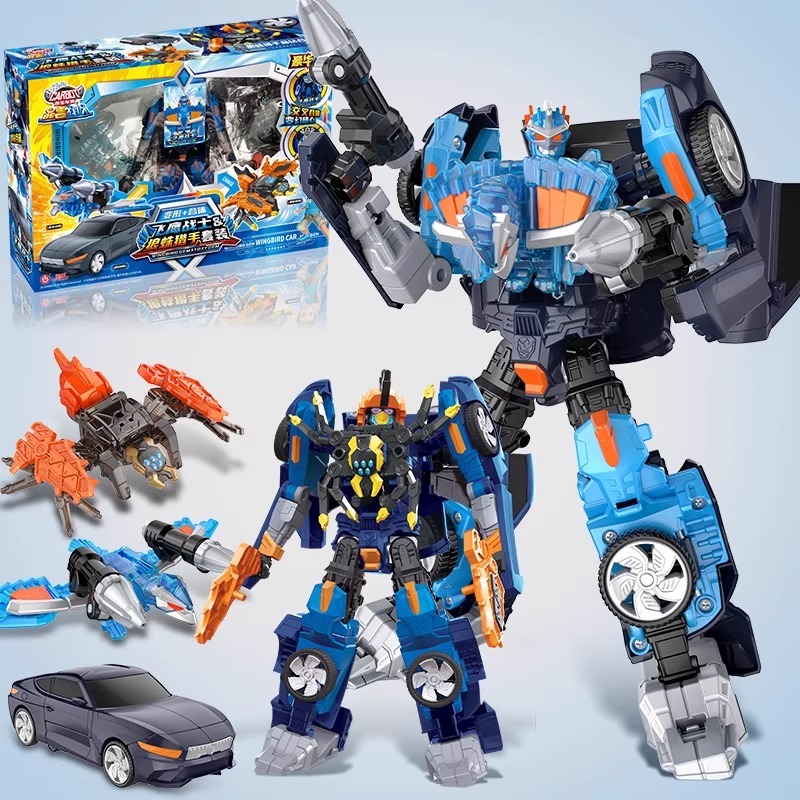 咖宝车神之晶兽战队飞鹰战士狼蛛猎手男孩卡合体变形汽车玩具金刚
