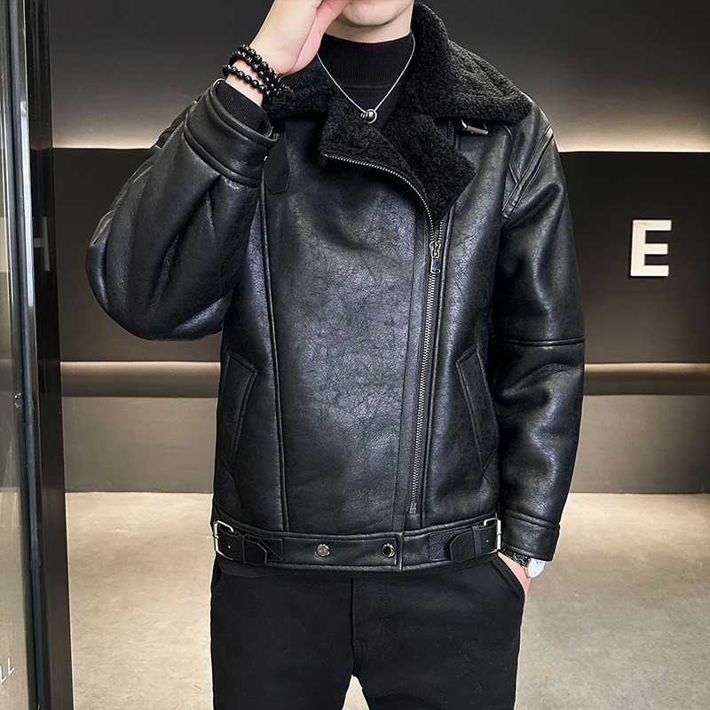 翻领皮毛一体外套男装2025新款上衣男B320-9985-P225,女装短外套,电商B320
