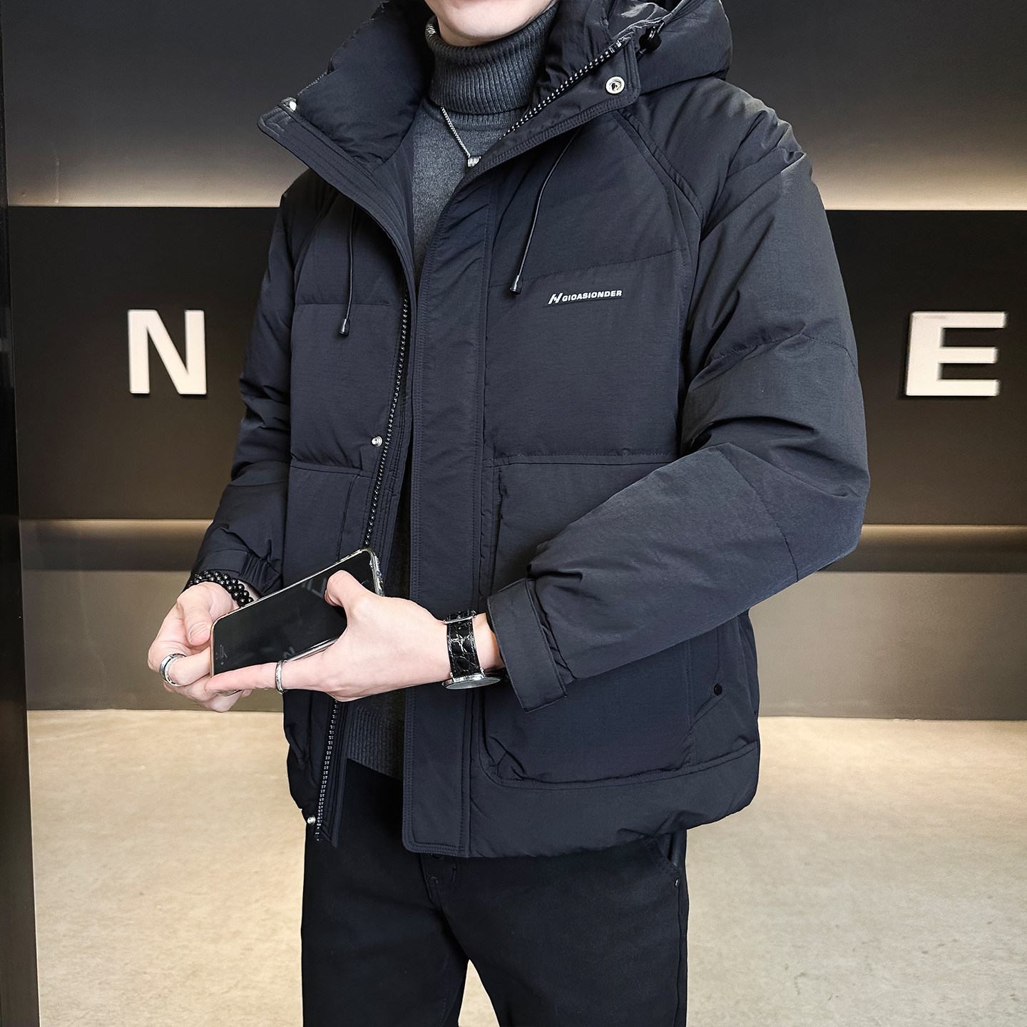 标50绒连帽羽绒服男士2025冬季新款外套男装B320-6610-P235,男装羽绒服,电商B320