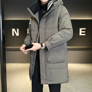 新标90绒 情侣中长款羽绒服男士连帽25冬季外套男B320-896-P310图片