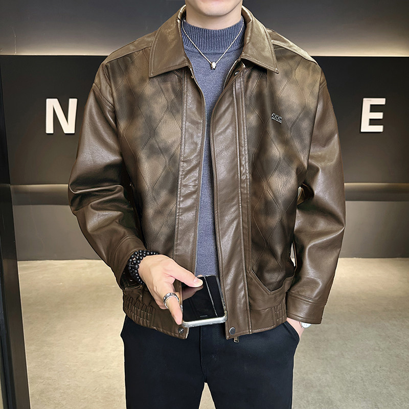 店主风皮衣男士2025新款秋季休闲皮夹克男装外套B320-7706-P145,男装皮衣,电商B320