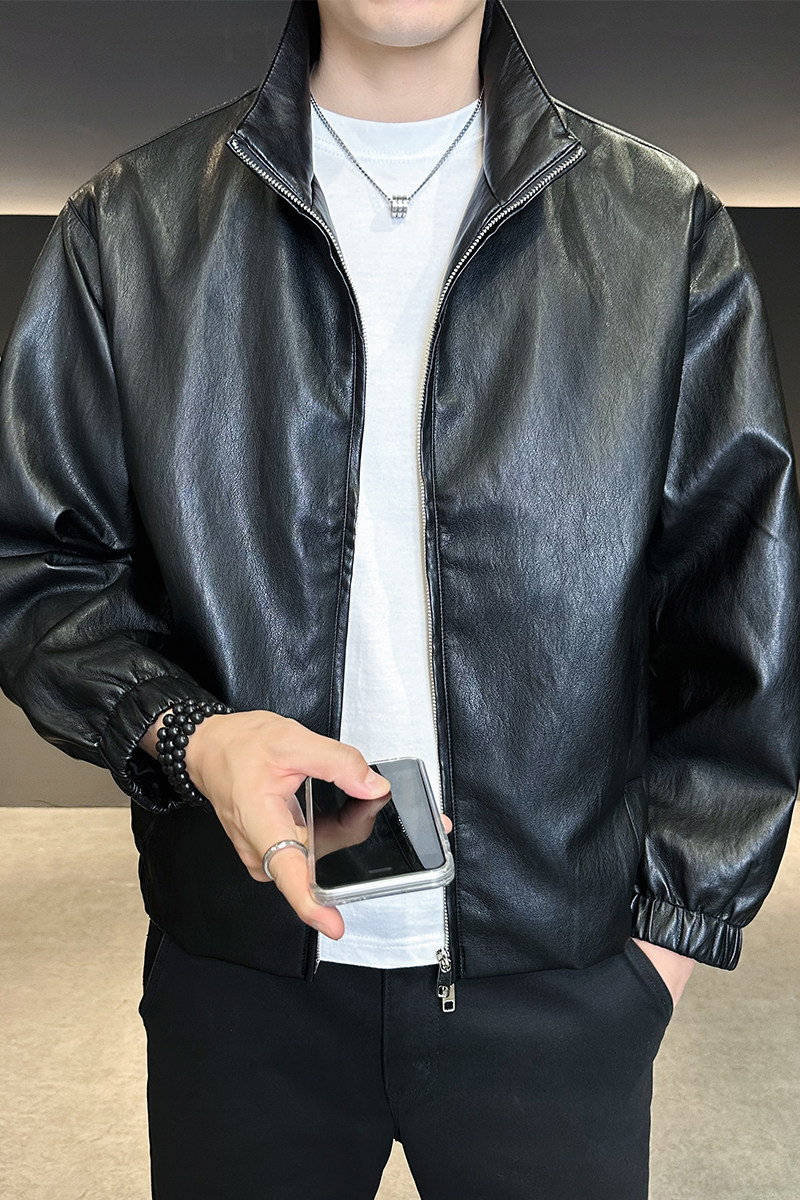 店主风皮衣男士休闲时尚百搭外套男装皮夹克B320-2510-P135,男装皮衣,电商B320