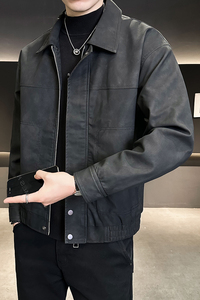 加绒皮衣男装2024冬季休闲外套男上衣店主风B320-7906-P145图片