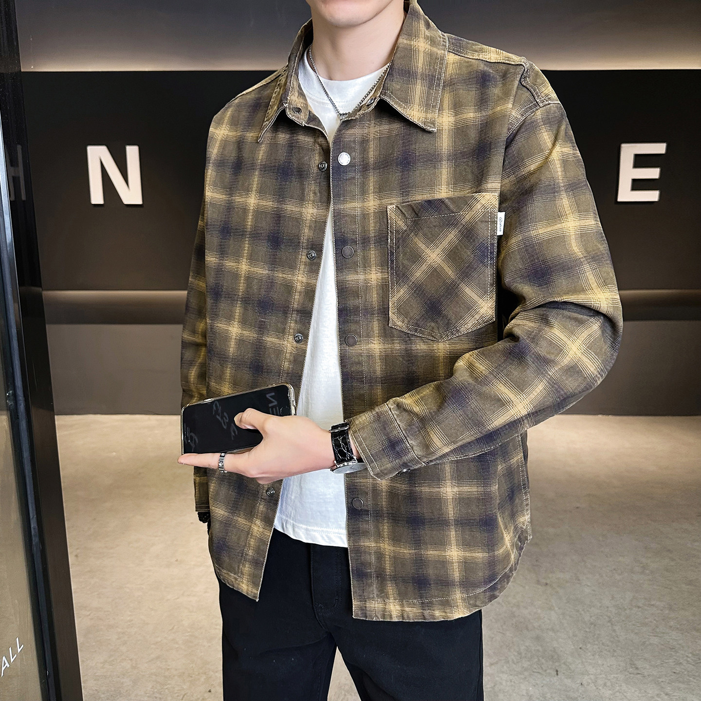 2026春季100纯棉休闲衬衫夹克男士外套B320-5892-P110，男装夹克，电商B320