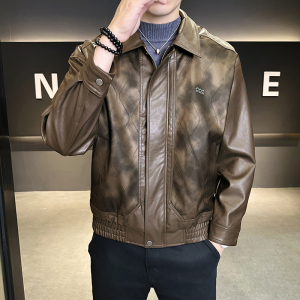 店主风皮衣男士2025新款秋季休闲皮夹克男装外套B320-7706-P145图片
