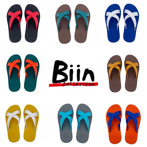 Biincollection男士泰国进口橡胶耐磨防臭户外平底速干交叉拖