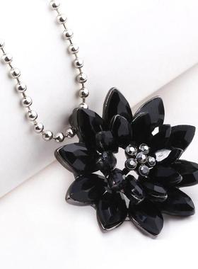 Michel Jone Black Dahlia Necklaces Vintage Flower Crystal Co