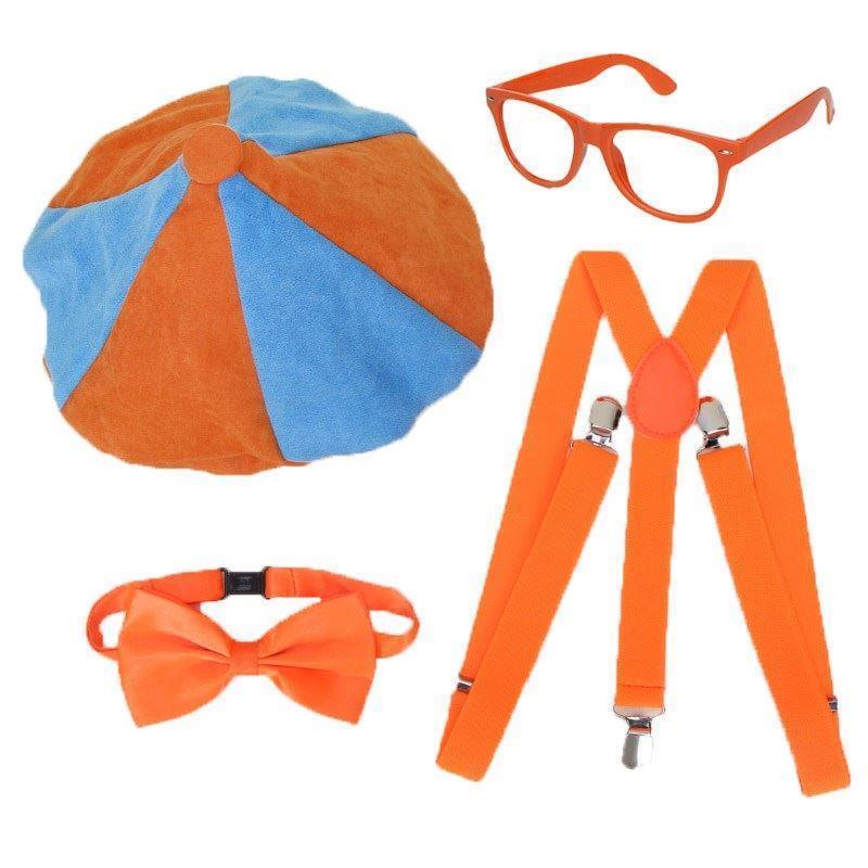 4pcs/set Blippi Dress Up Set Blippi Hat Cap Bowtie Glasses跨