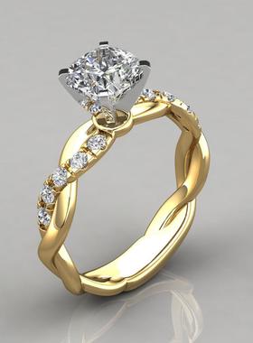 DIWENFU 14K Rose Gold White 1 Carat FL Diamond Ring for Fema